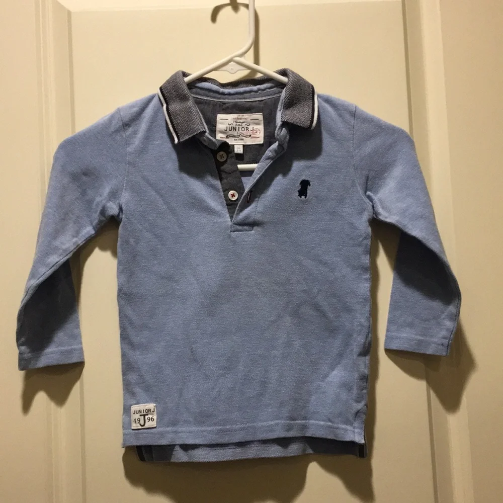 Debenham’s Junior J boys 1/4 button down polo shirt long sleeves size 3-4yrs